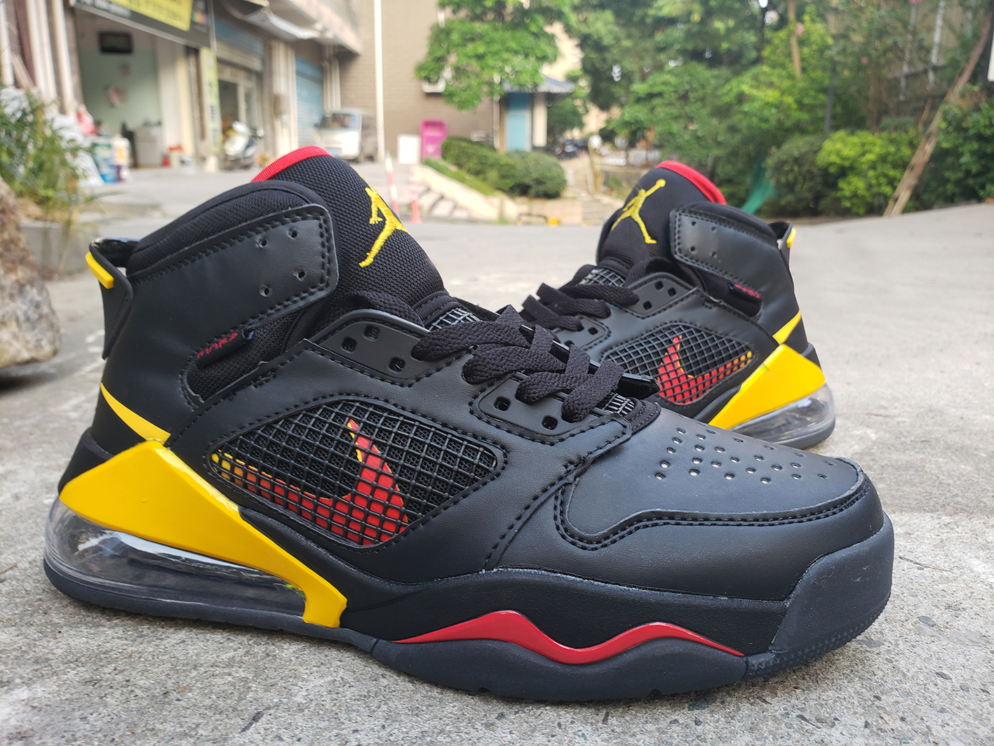 Air Jordan 270 Black Red Yellow Shoes - Click Image to Close